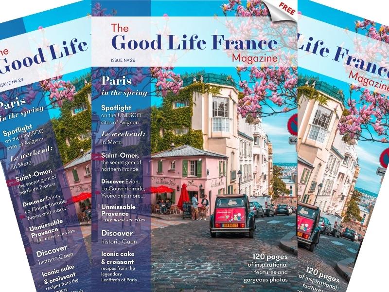 Front cover of The Good Life France Magazine Spring 2022, spring in Paris